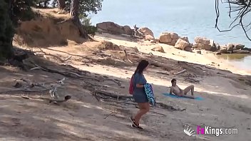 Voyeur and nudism session with Alba and a stranger